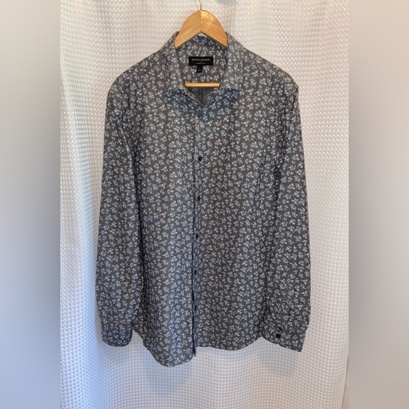 2/40$ Men’s‎ BANANA REPUBLIC floral gray tailored slim buttoned shirt size Large - Picture 1 of 8